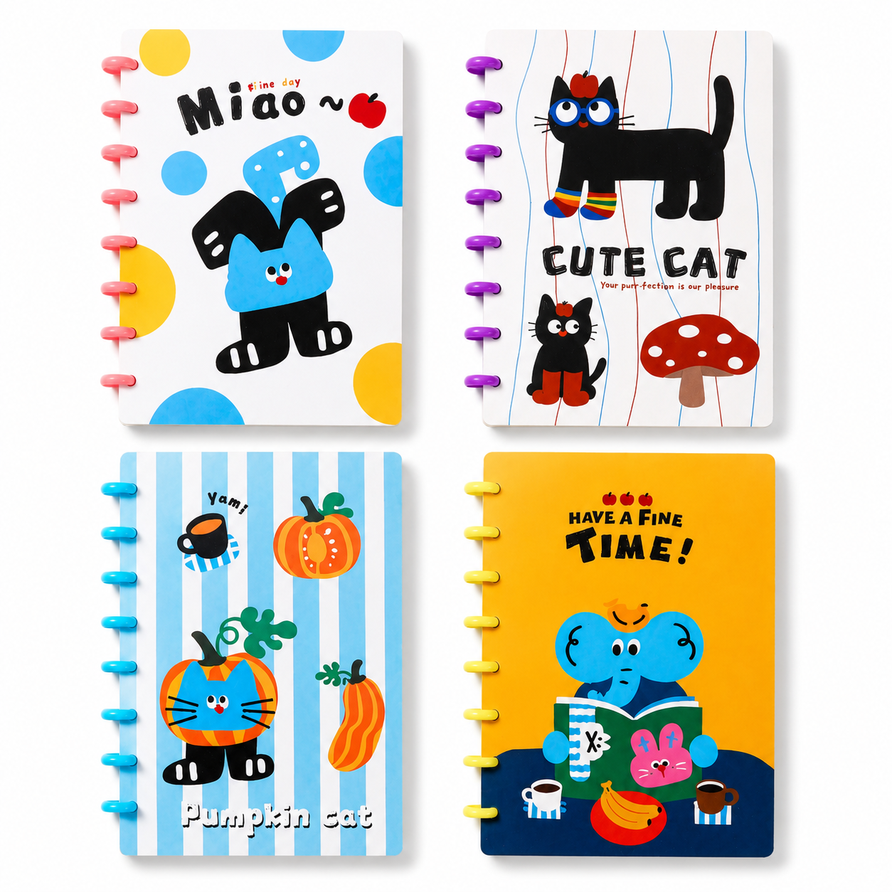Cute Cat Disc-Bound Notebook