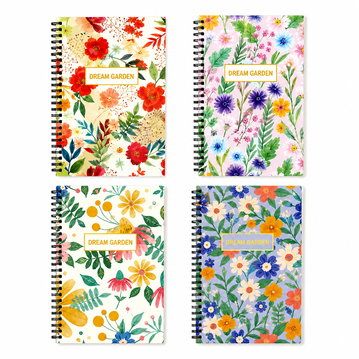 Floral Foil Hardcover Spiral Notebook