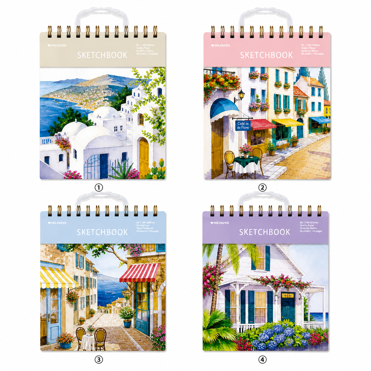 Mediterranean Street Spiral Sketchbook