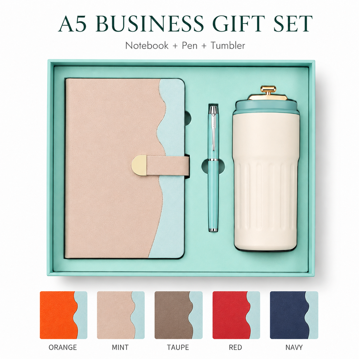 A5 Two-Tone Notebook Gift Set with Pen & Tumbler