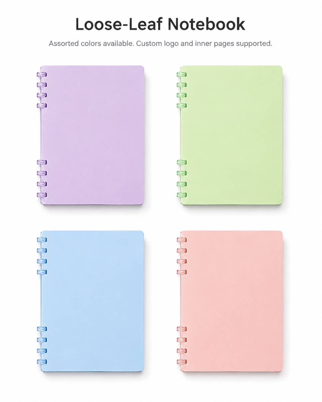 Custom Loose Leaf Notebook with PP Cover and Refillable Inner Pages