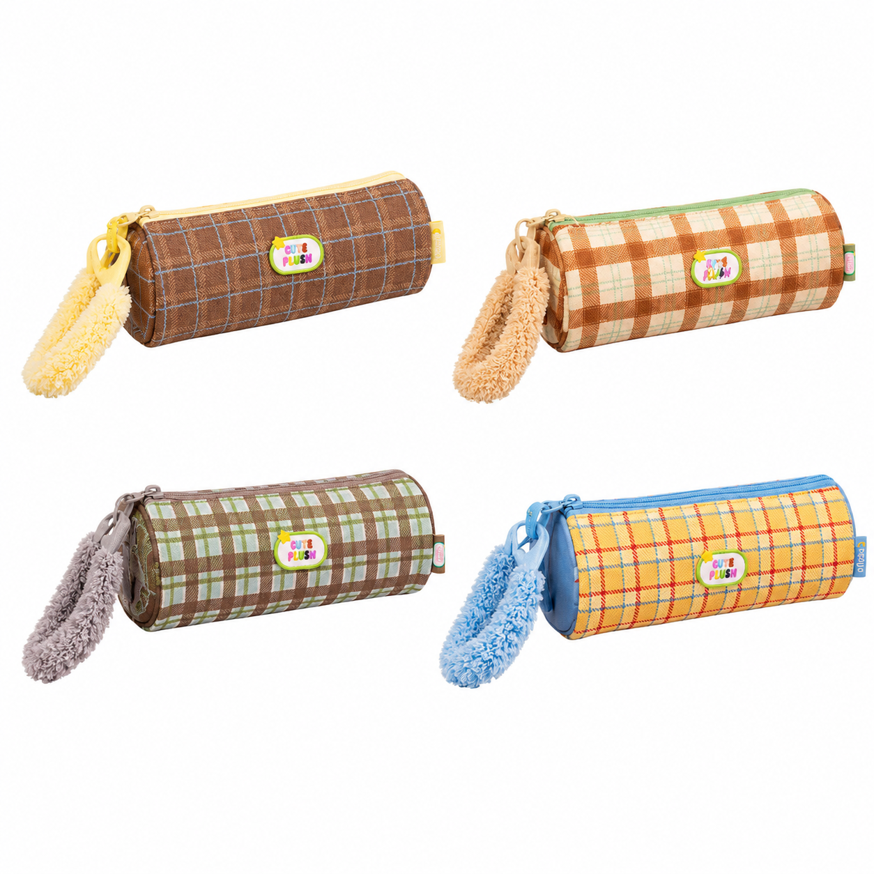 Woodland Cylinder Pencil Case with Plush Handle