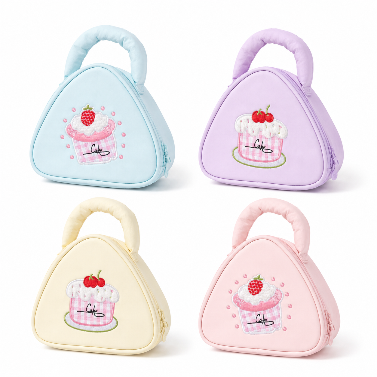Creamy Berry Triangle Carry Handle Storage Pouch