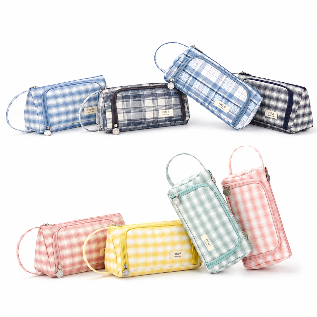 Grid Carry Handle Pencil Case