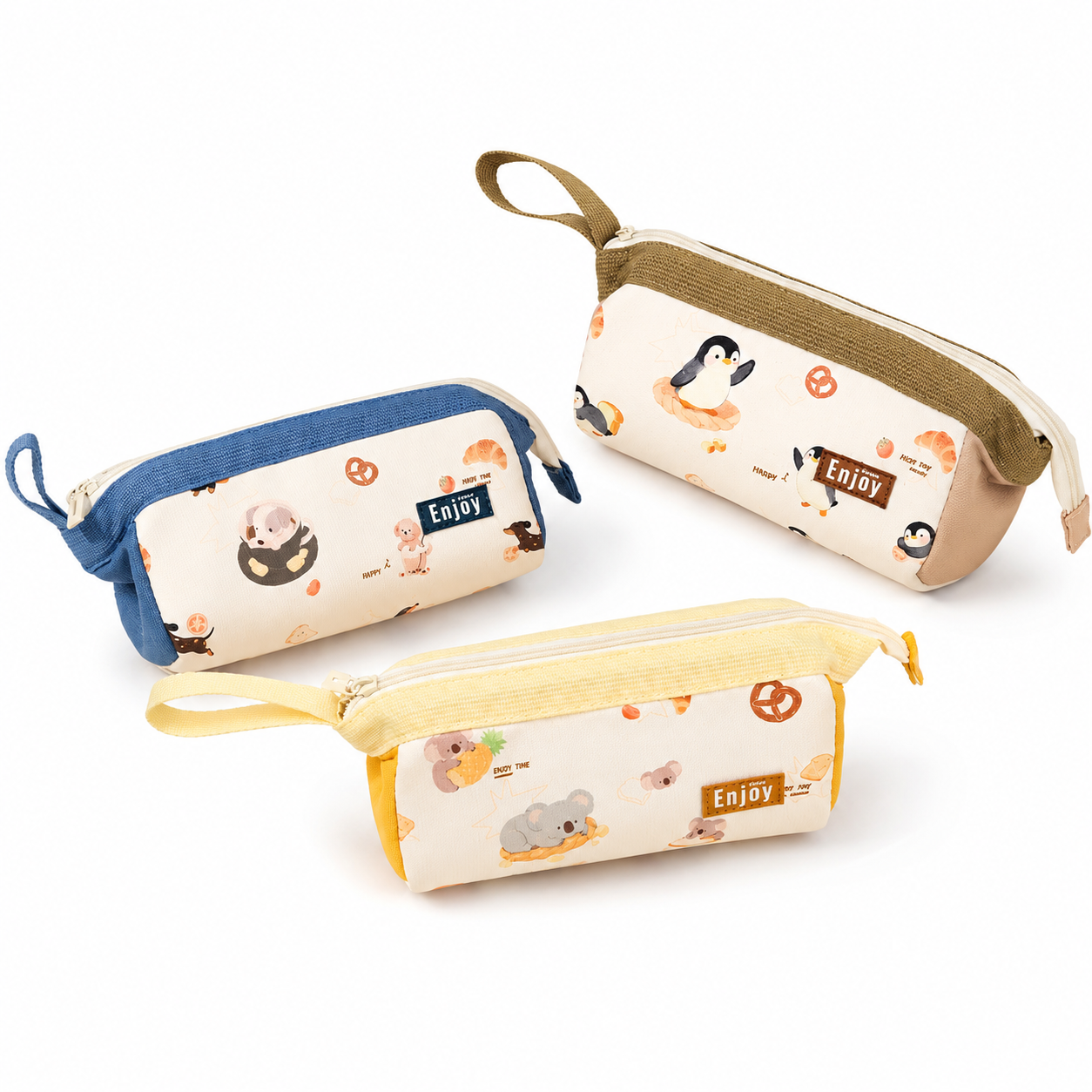 Large Capacity Zoo Print Fabric Pencil Case