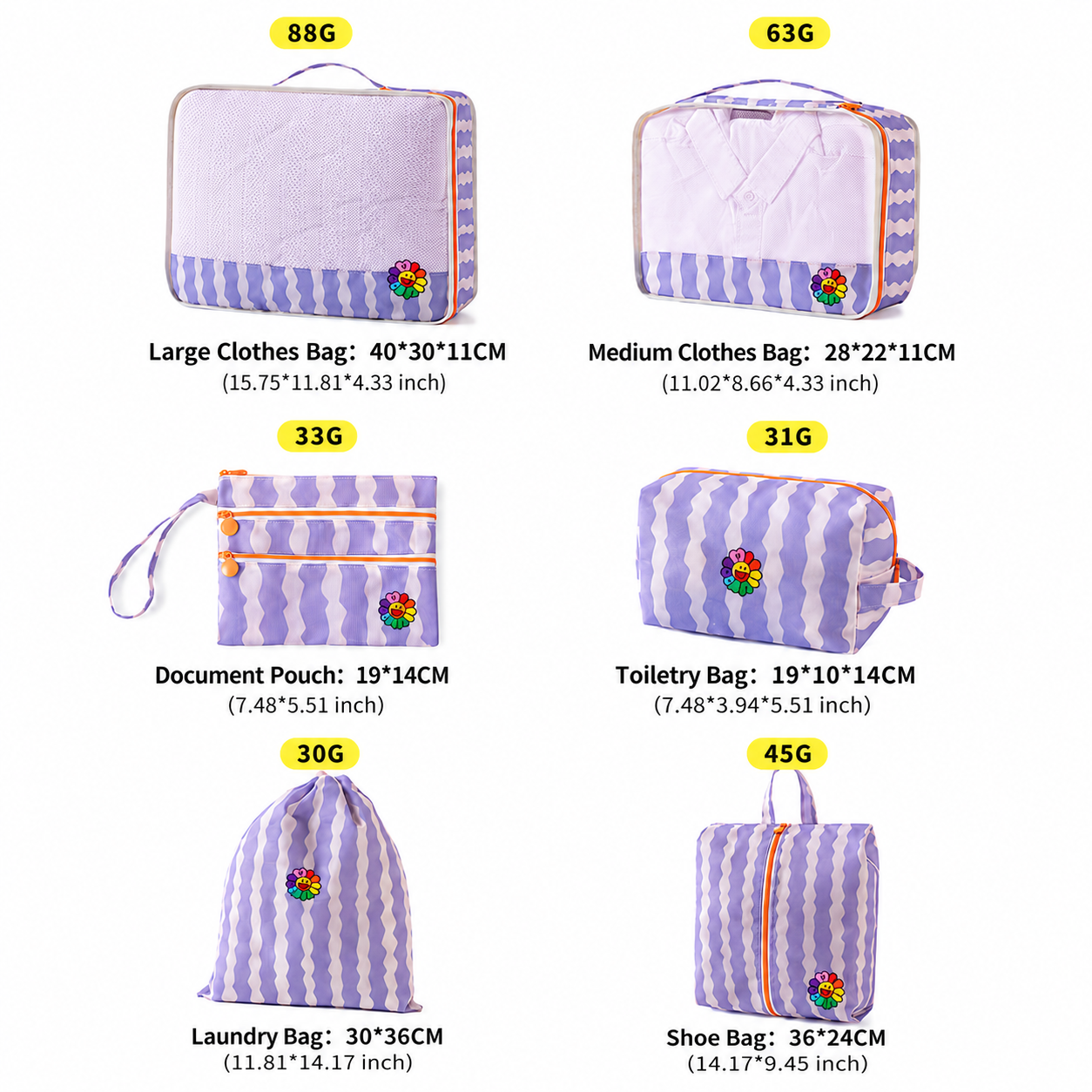 Cartoon 6pcs Travel Organizer Set 2